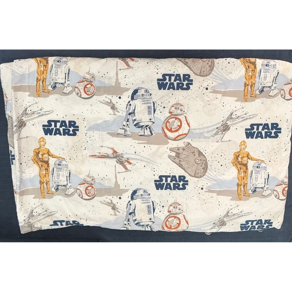 Pottery Barn Kids Star Wars Twin Size Duvet Cover Droid Millennium Falcon CP3O